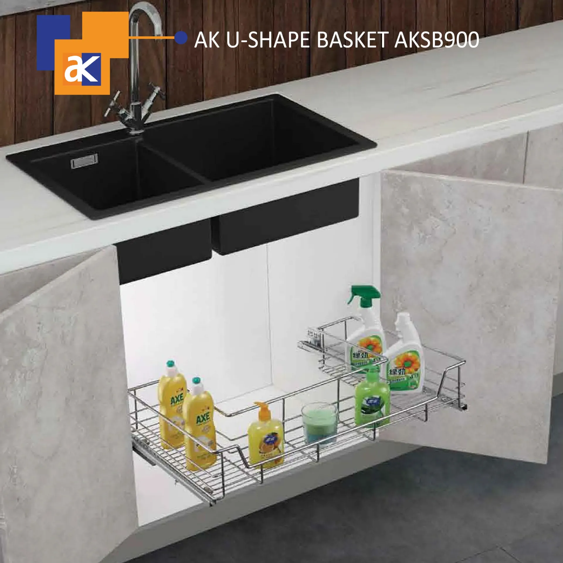 [5019] 5019 AK SOFT CLOSE U-SHAPED BASKET 900MM