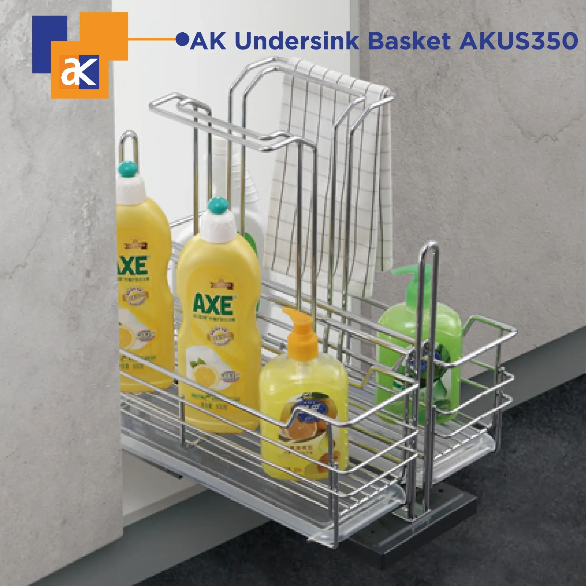 [5020] 5020 AK SOFT CLOSE UNDER SINK BASKET 350MM